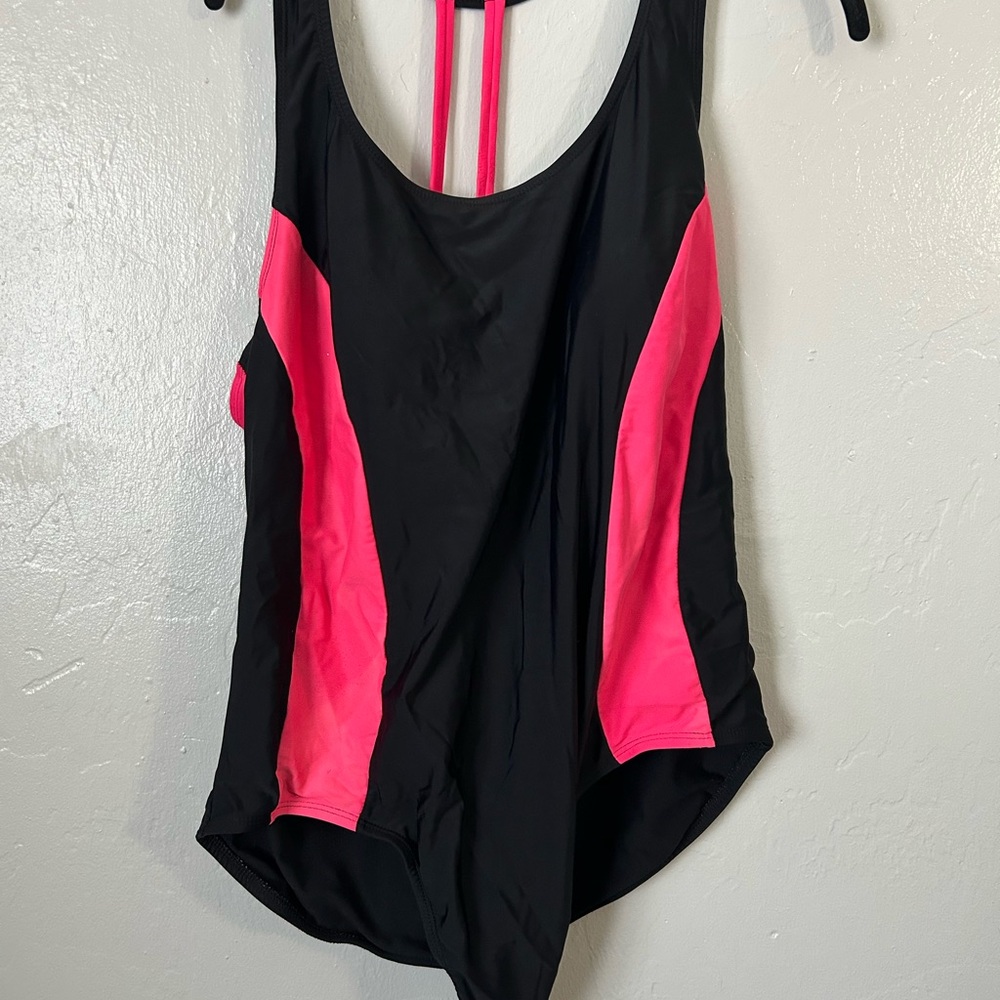 Chic Black and Pink Women's One-Piece Swimsuit